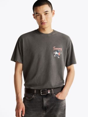 grey relaxed fit t-shirt met logo op de achterkant voor heren - tommy jeans