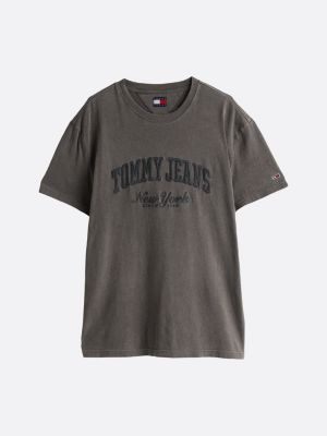 grey varsity washed t-shirt for men tommy jeans