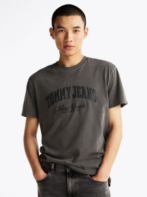 grey varsity washed t-shirt for men tommy jeans