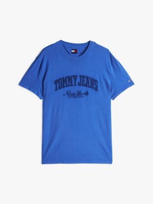 blue varsity washed t-shirt for men tommy jeans