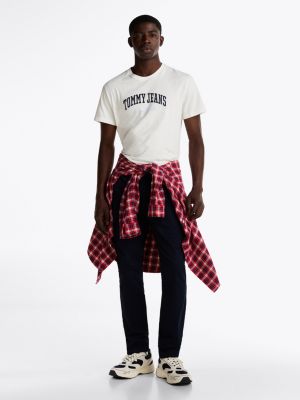 weiß varsity slim fit t-shirt mit logo für herren - tommy jeans