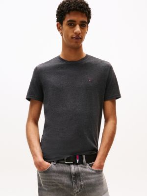 black tommy flag extra slim fit t-shirt aus jersey für herren - tommy jeans