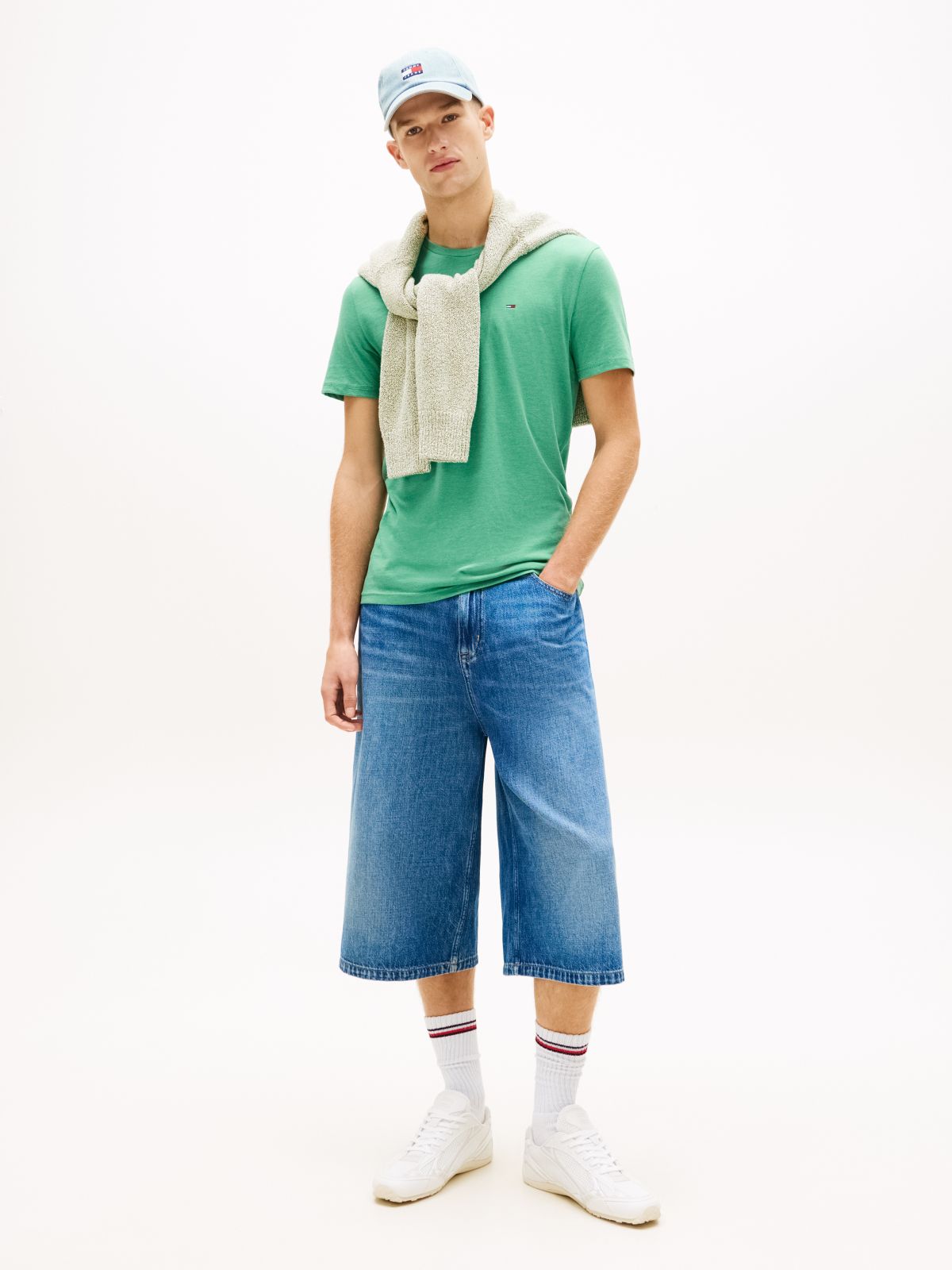 Tommy Flag Extra Slim Jersey T-Shirt — Green