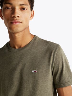 groen extra slim t-shirt van gemêleerde katoenmix voor heren - tommy jeans