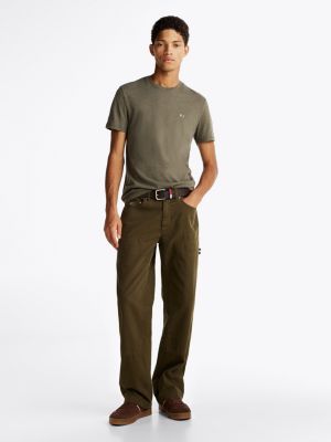 t-shirt extra slim fit mélange verde da uomini tommy jeans