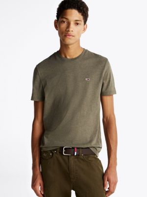 green extra slim t-shirt van gemêleerde katoenmix voor heren - tommy jeans