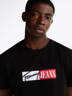 black signature logo slim t-shirt for men tommy jeans