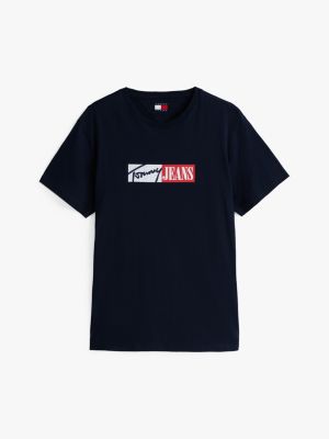 blue signature logo slim t-shirt for men tommy jeans