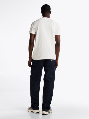 white signature logo slim t-shirt for men tommy jeans