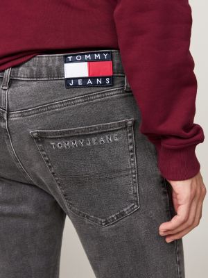 grey scanton embroidery slim black jeans for men tommy jeans