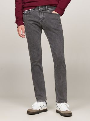 jeans scanton slim fit neri con ricamo grey da uomini tommy jeans