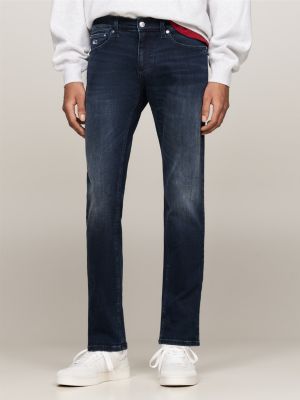 blau scanton slim jeans mit fade-effekt für herren - tommy jeans