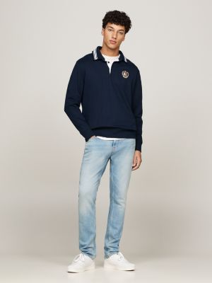 blauw scanton slim jeans met whiskers voor heren - tommy jeans