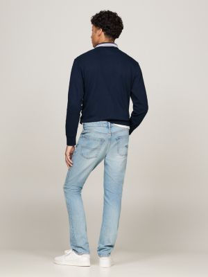 blauw scanton slim jeans met whiskers voor heren - tommy jeans