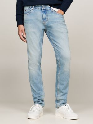 blauw scanton slim jeans met whiskers voor heren - tommy jeans