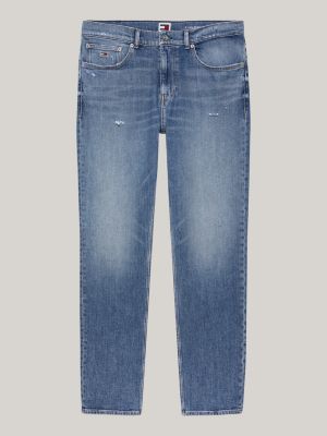 blue ryan distressed slim straight jeans for men tommy jeans