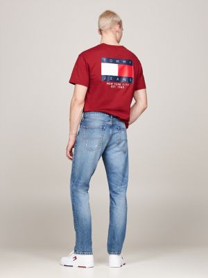 jeans distressed austin slim fit affusolati blu da uomini tommy jeans