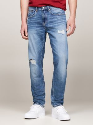 blau austin slim tapered jeans im used look für herren - tommy jeans