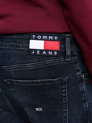 jeans austin slim fit affusolati con baffature blu da uomini tommy jeans