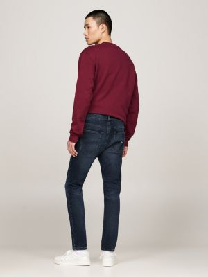 jeans austin slim fit affusolati con baffature blu da uomini tommy jeans