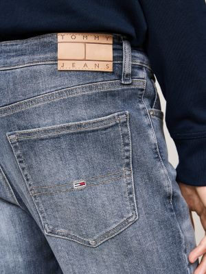 grijs austin slim tapered jeans met whiskers voor heren - tommy jeans