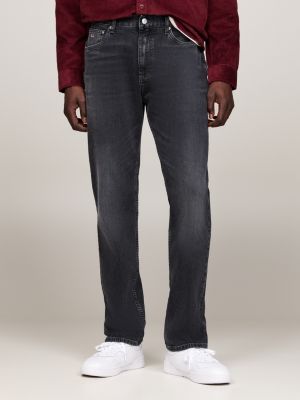 grau schwarze ryan slim straight jeans für herren - tommy jeans