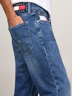 blauw scanton signature slim jeans voor heren - tommy jeans