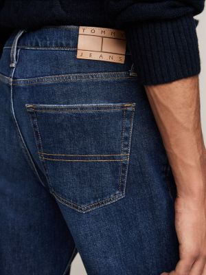 jean slim droit ryan brodé bleu pour hommes tommy jeans