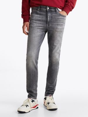 jeans simon skinny fit sbiaditi grigio da uomini tommy jeans