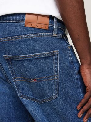 blauw regular tapered dad jeans met whiskers voor heren - tommy jeans