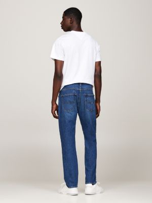 blauw regular tapered dad jeans met whiskers voor heren - tommy jeans