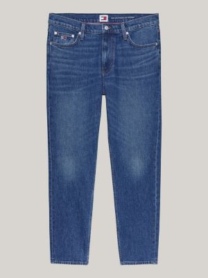 blauw regular tapered dad jeans met whiskers voor heren - tommy jeans