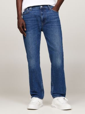 jeans dad regular fit affusolati con baffature blu da uomini tommy jeans