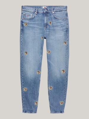 blue isaac embroidery relaxed tapered jeans for men tommy jeans