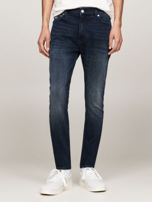 grijs simon faded zwarte skinny jeans voor heren - tommy jeans