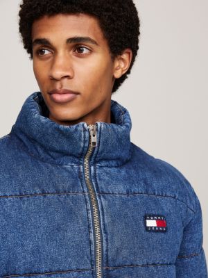 doudoune en denim à logo bleu pour hommes tommy jeans