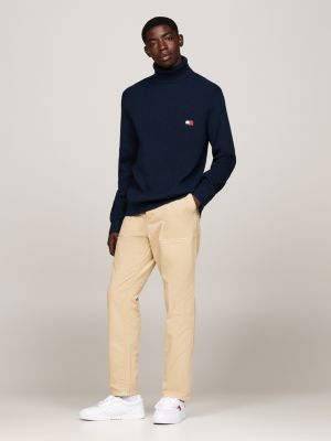 pantaloni chino isaac in tela beige da uomini tommy jeans