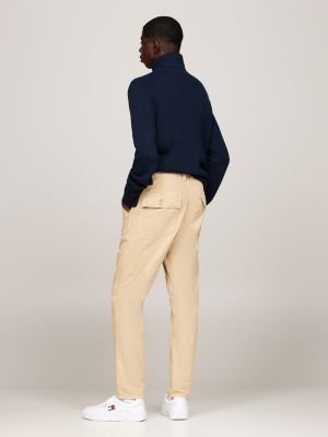 pantaloni chino isaac in tela beige da uomini tommy jeans