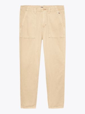 pantaloni chino isaac in tela beige da uomini tommy jeans