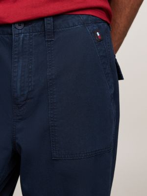 pantaloni chino isaac in tela blu da uomini tommy jeans