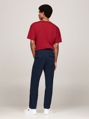 pantaloni chino isaac in tela blu da uomini tommy jeans