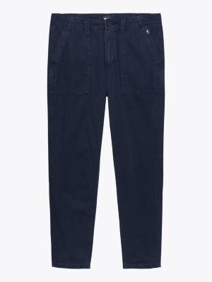 pantaloni chino isaac in tela blu da uomini tommy jeans