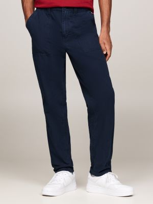 pantaloni chino isaac in tela blue da uomini tommy jeans