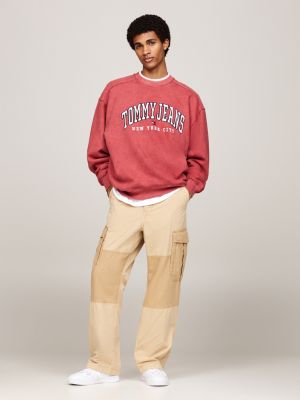 pantalón aiden holgado de tejido ripstop beige de hombres tommy jeans