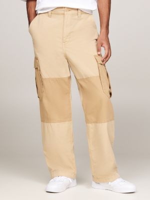 beige aiden ripstop cargo pocket baggy trousers for men tommy jeans