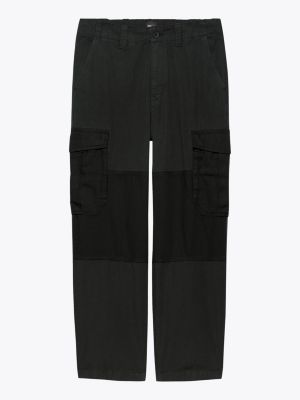 pantalon baggy aiden ripstop à poches cargo noir pour hommes tommy jeans