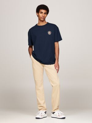 pantaloni chino ryan in twill beige da uomini tommy jeans