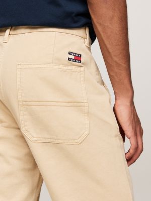 pantaloni chino ryan in twill beige da uomini tommy jeans