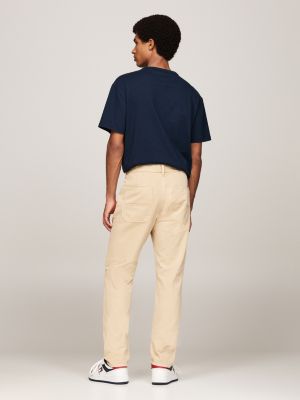 pantaloni chino ryan in twill beige da uomini tommy jeans