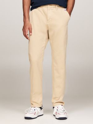 beige ryan twill chinos for men tommy jeans